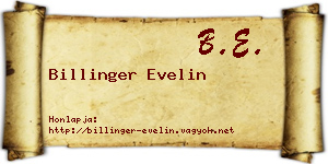 Billinger Evelin névjegykártya